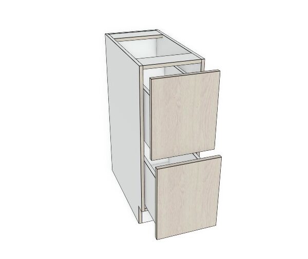 12X34 1/2- Premium Slab, Soft Touch Drawer Base Cabinet -2 Drawer - Modern Frameless, Soft-Close, Assembled Kitchen Cabinet