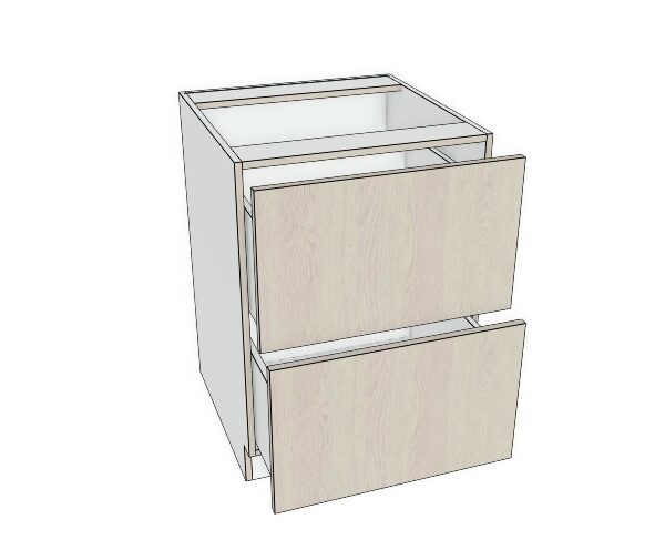 27X34 1/2- Premium Slab, Soft Touch Drawer Base Cabinet -2 Drawer - Modern Frameless, Soft-Close, Assembled Kitchen Cabinet