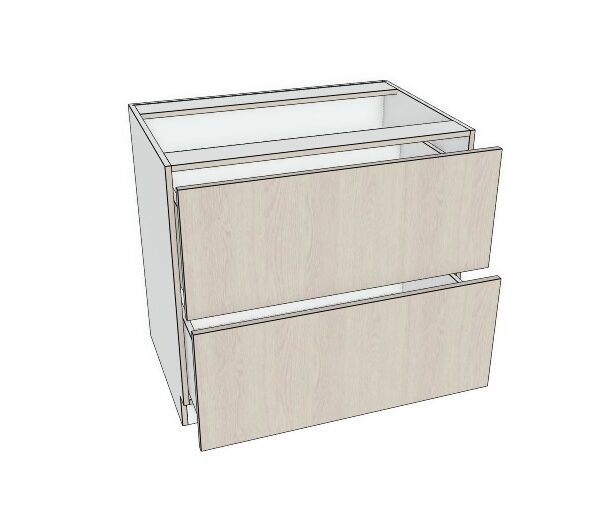 33X34 1/2 - Premium Slab, Soft Touch Drawer Base Cabinet -2 Drawer - Modern Frameless, Soft-Close, Assembled Kitchen Cabinet