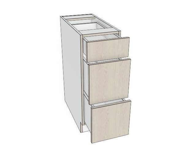12X34 1/2 - Premium Slab, Soft Touch Drawer Base Cabinet -3 Drawer - Modern Frameless, Soft-Close, Assembled Kitchen Cabinet
