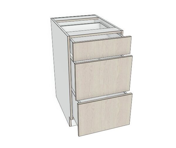21X34 1/2 - Premium Slab, Soft Touch Drawer Base Cabinet -3 Drawer - Modern Frameless, Soft-Close, Assembled Kitchen Cabinet