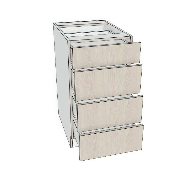 21X34 1/2 - Premium Slab, Soft Touch Drawer Base Cabinet -4 Drawer - Modern Frameless, Soft-Close, Assembled Kitchen Cabinet