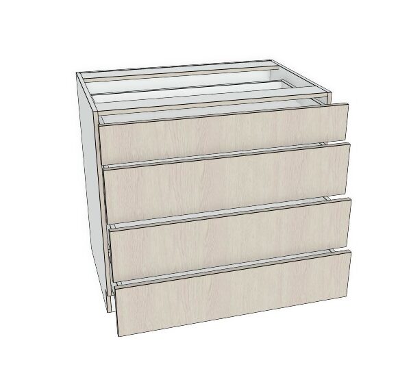 36X34 1/2 - Premium Slab, Soft Touch Drawer Base Cabinet -4 Drawer - Modern Frameless, Soft-Close, Assembled Kitchen Cabinet