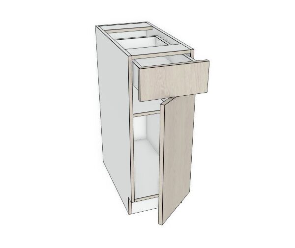 12x34 1/2 - Premium Slab, Soft Touch, Base Cabinet -1 Door, 1 Drawer - Modern Frameless, Soft-Close, Assembled Kitchen Cabinet