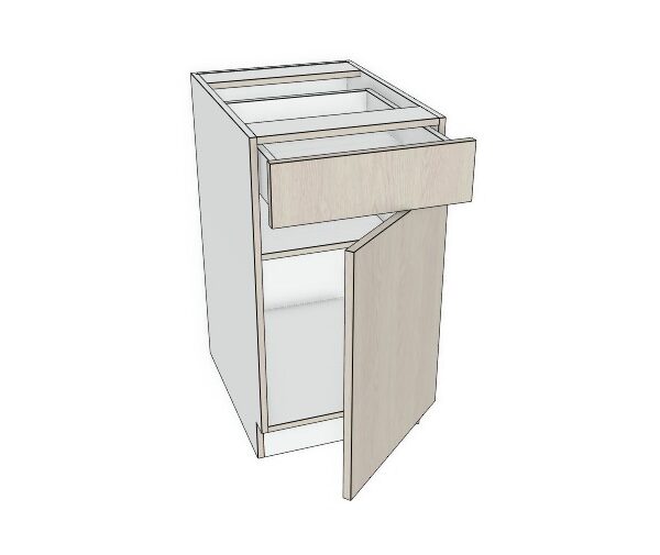 21x34 1/2  - Premium Slab, Soft Touch, Base Cabinet -1 Door, 1 Drawer - Modern Frameless, Soft-Close, Assembled Kitchen Cabinet