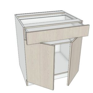 24x34 1/2  - Premium Slab, Soft Touch, Base Cabinet -1 Door, 1 Drawer - Modern Frameless, Soft-Close, Assembled Kitchen Cabinet