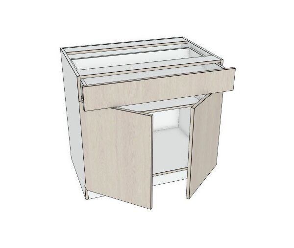 33x34 1/2  - Premium Slab, Soft Touch, Base Cabinet -2 Door, 1 Drawer - Modern Frameless, Soft-Close, Assembled Kitchen Cabinet