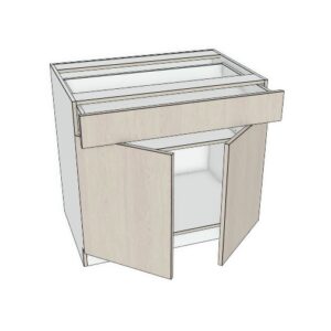 36 x34 1/2 - Premium Slab, Soft Touch, Base Cabinet -2 Door, 1 Drawer - Modern Frameless, Soft-Close, Assembled Kitchen Cabinet