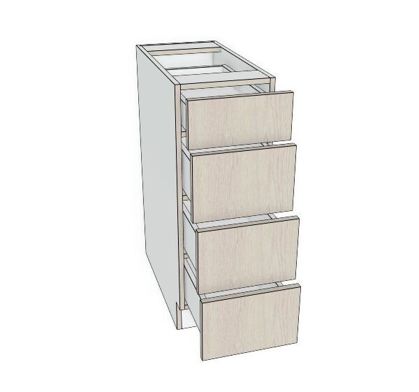 15X34 1/2 - Premium Slab, Soft Touch Drawer Base Cabinet -4 Drawer - Modern Frameless, Soft-Close, Assembled Kitchen Cabinet