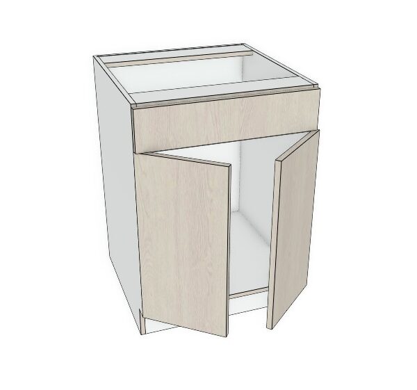 24x34 1/2" - Premium Slab, Soft Touch Sink Base Cabinet -2 Door - Modern Frameless, Soft-Close, Assembled Kitchen Cabinet