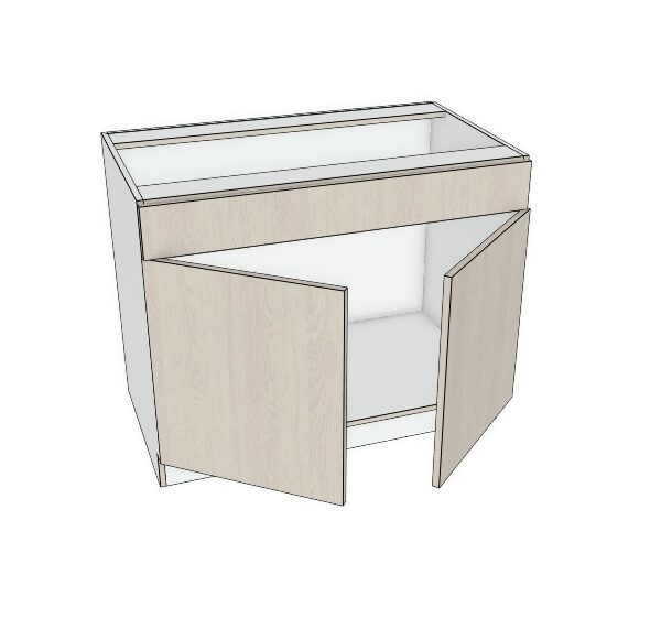 39x34 1/2"  - Premium Slab, Soft Touch Sink Base Cabinet -2 Door - Modern Frameless, Soft-Close, Assembled Kitchen Cabinet