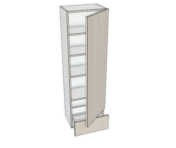 21X53 - Premium Slab, Soft Touch, Wall Tower Cabinet - 1 Door, 1 Drawe - Modern Frameless, Soft-Close, Assembled Kitchen Cabinet