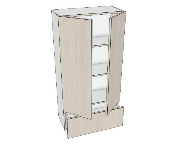 27X47 - Premium Slab, Soft Touch, Wall Tower Cabinet - 2 Door, 1 Drawe - Modern Frameless, Soft-Close, Assembled Kitchen Cabinet