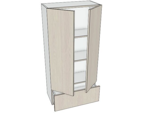 30X53 - Premium Slab, Soft Touch, Wall Tower Cabinet - 2 Door, 1 Drawe - Modern Frameless, Soft-Close, Assembled Kitchen Cabinet