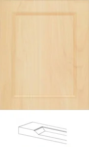 Accent Framed Shaker cabinet door in solid maple with recessed center panel and subtle accent framing, pre-assembled and ready to install