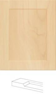 Maple Beveled Shaker pre-assembled kitchen cabinet door with recessed beveled panels