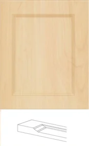 Contour Framed Shaker cabinet door in solid maple with recessed center panel and framed edges, pre-assembled and ready to install