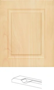 Signature Raised Panel cabinet door in solid maple with raised panels and clean edges, pre-assembled and ready to install