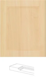 Step Shaker cabinet door in solid maple with stepped recessed panel, pre-assembled and ready to install