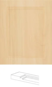 Wide Step Shaker cabinet door in solid maple with wide stepped recessed panel, pre-assembled and ready to install