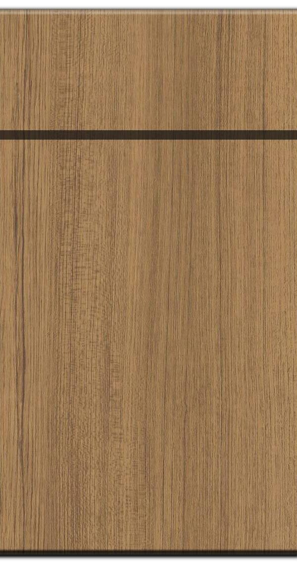 Golden teak slab kitchen cabinet door