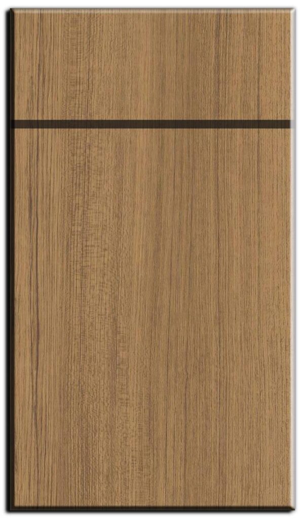 Golden teak slab kitchen cabinet door