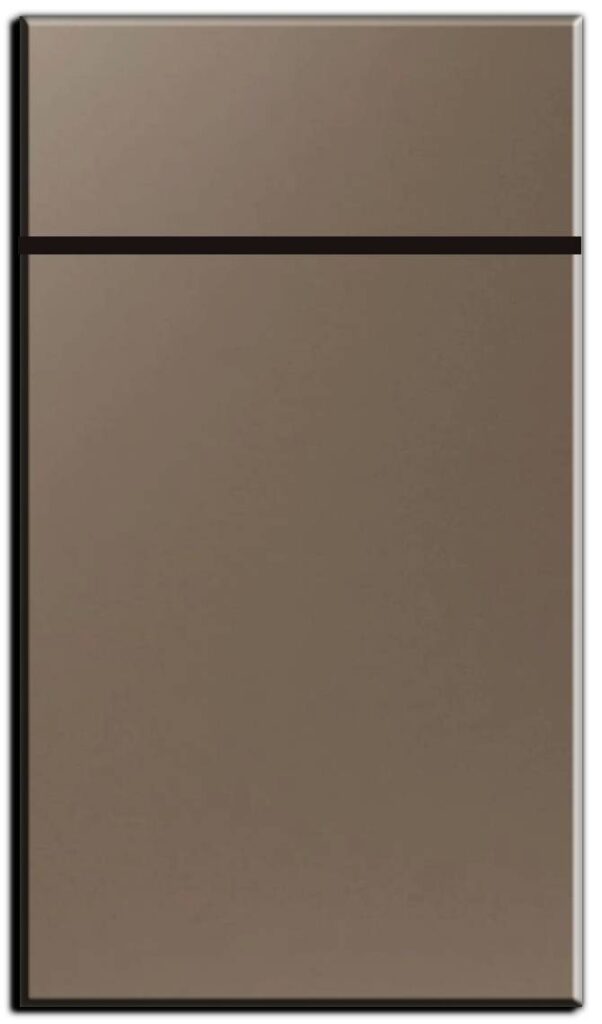 Velvet blush matte slab kitchen cabinet door by Entire Cabinetry, custom assembled for Canadian homes