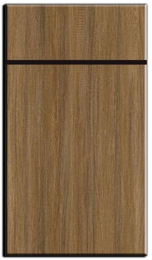 rich peru oak slab kitchen cabinet door