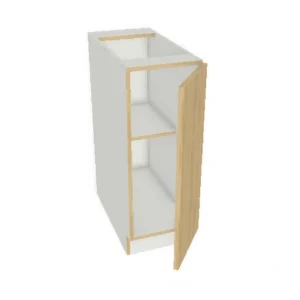 15" x 34.5" Full Height Base Cabinet - 1 Door - High Gloss - Grey Slab Pre-Assembled Frameless Kitchen Cabinet
