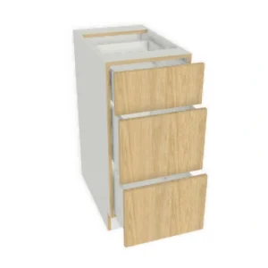 18" x 34.5" Drawer Base Cabinet - 3 Drawer - High Gloss - Grey Slab Pre-Assembled Frameless Kitchen Cabinet