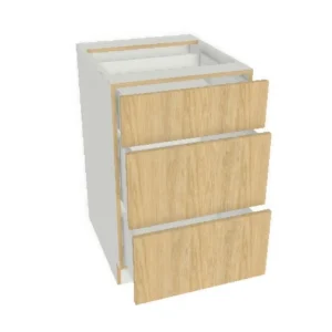 24" x 34.5" Drawer Base Cabinet - 3 Drawer - High Gloss - Grey Slab Pre-Assembled Frameless Kitchen Cabinet
