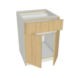 24"x34" Shaker, Alabaster, Base Cabinet - 2 Door, 1 Drawer - Kitchen Cabinet