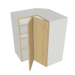 24"x30" Shaker, Alabaster, L Shape Lazy Susan Corner Wall Cabinet - 1 Door Folding - Kitchen Cabinet