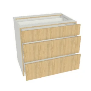 39" x 34.5" Drawer Base Cabinet - 3 Drawer - High Gloss - Grey Slab Pre-Assembled Frameless Kitchen Cabinet