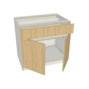 42" x 34.5" Base Cabinet - 2 Door, 1 Drawer - High Gloss - Grey Slab Pre-Assembled Frameless Kitchen Cabinet