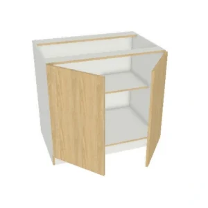 42" x 34.5" Full Height Base Cabinet - 2 Door - High Gloss - Grey Slab Pre-Assembled Frameless Kitchen Cabinet