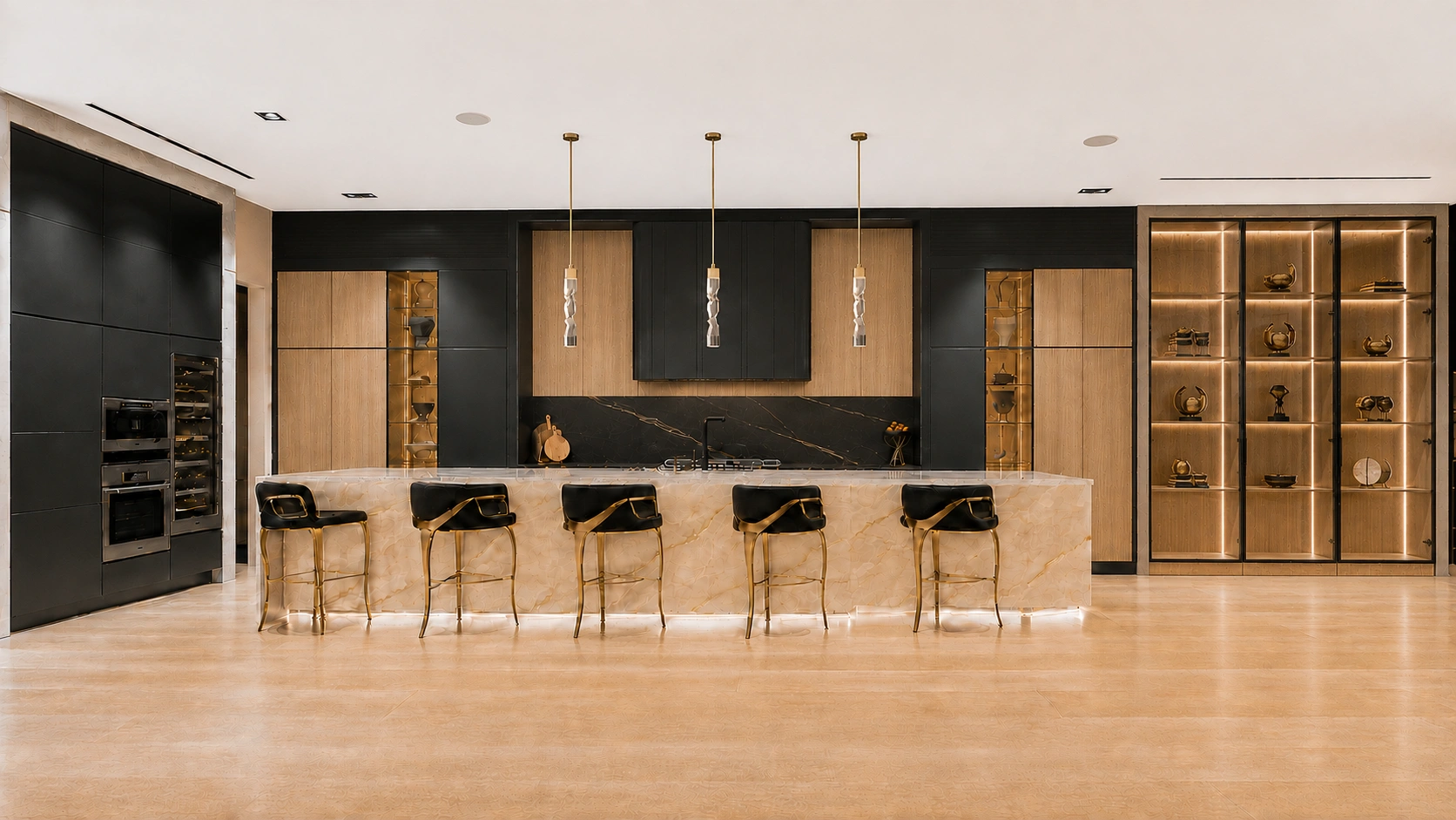 Natural maple kitchen cabinets designed for a Thornhill home